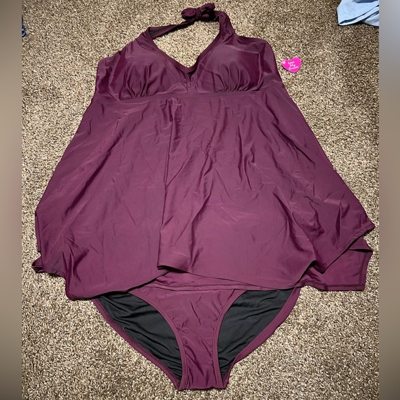 love my curves Other - NWT Plum Flowy Tankini Swimsuit Set